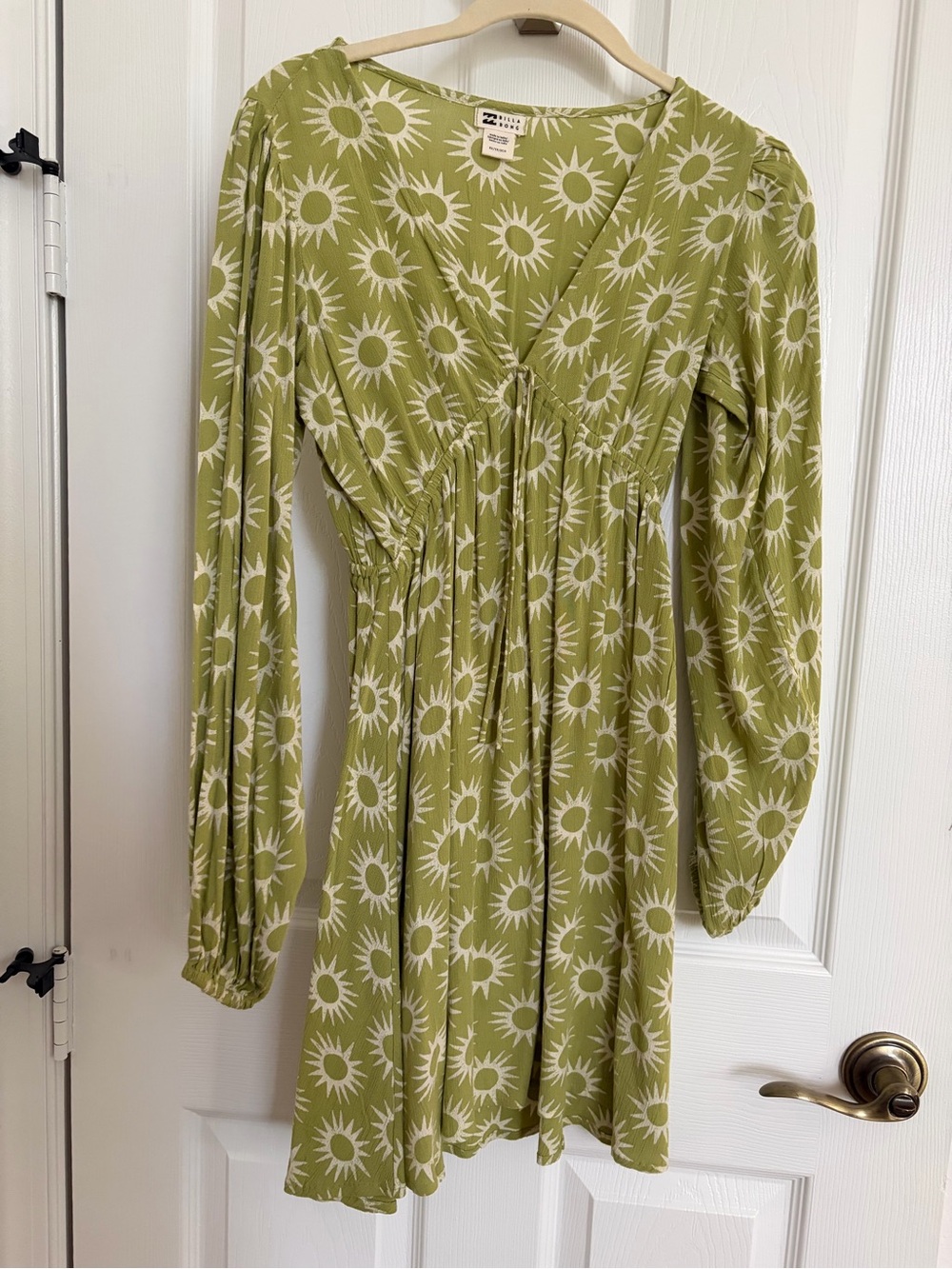 Billabong Olive Green Sunburst Long-Sleeve Empire Dress